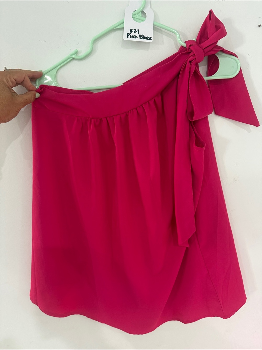 Women's One-Shoulder Bow Skirt - Hot Pink